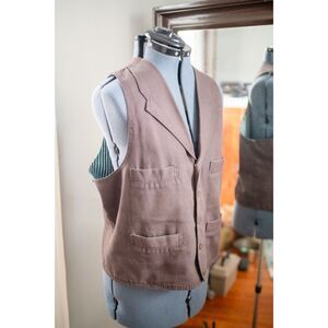 Scully Western Brown Cotton Canvas Men's Vest Notched Collar Lined Waistcoat M